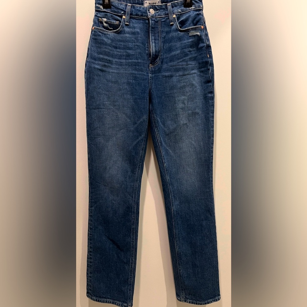 PAIGE knockout Dark Blue Straight Leg Jeans
